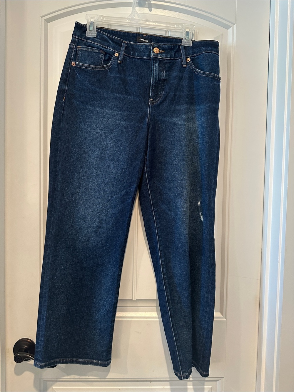 Express Dark Blue Straight-Leg Women’s Jeans